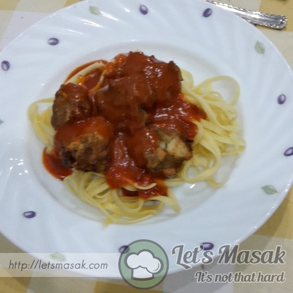 Spaghetti Meat Ball (Spaghetti Bebola Daging)