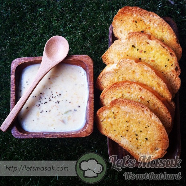 Bread Butter Garlic & Mushroom Soup